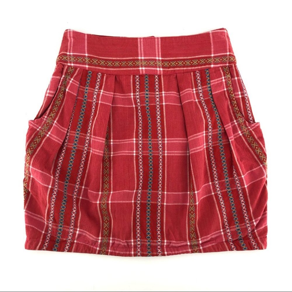People Tree Red Plaid Flared Shorts | Perfect for All Seasons